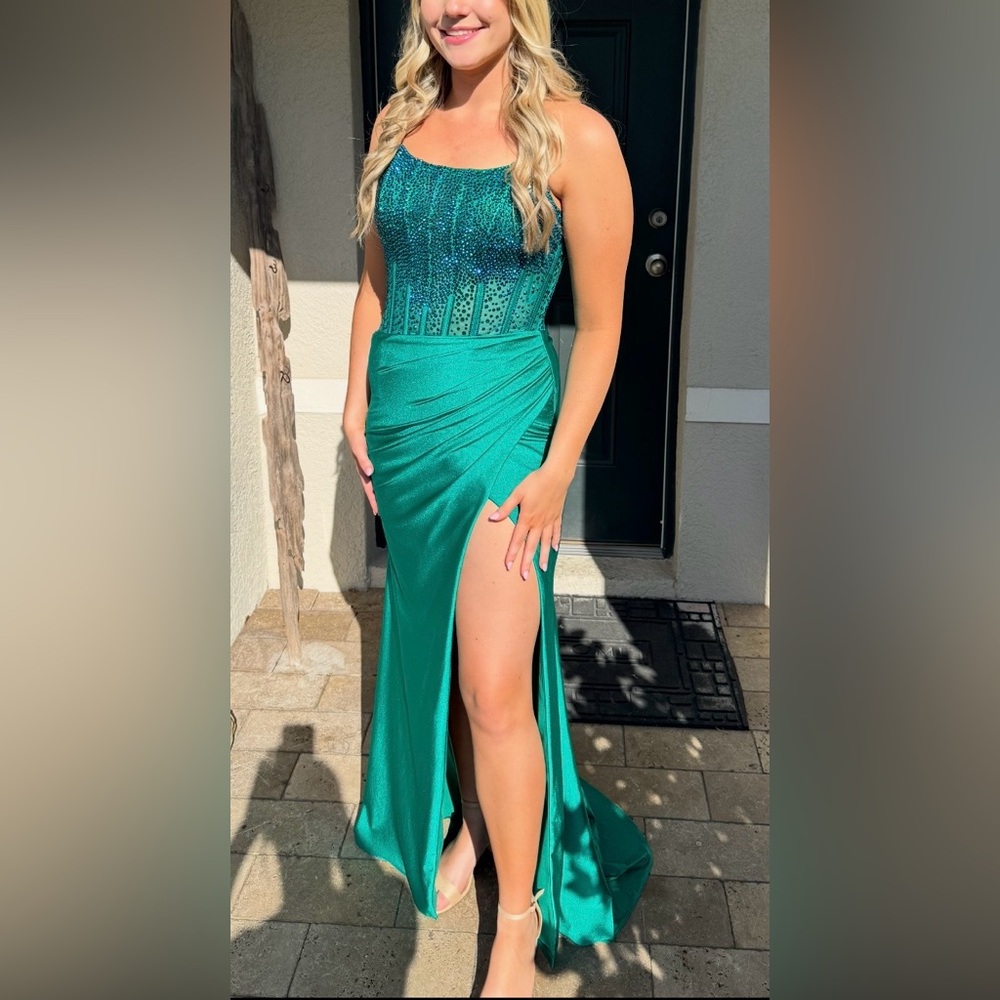Sherri Hill Teal Prom Dress